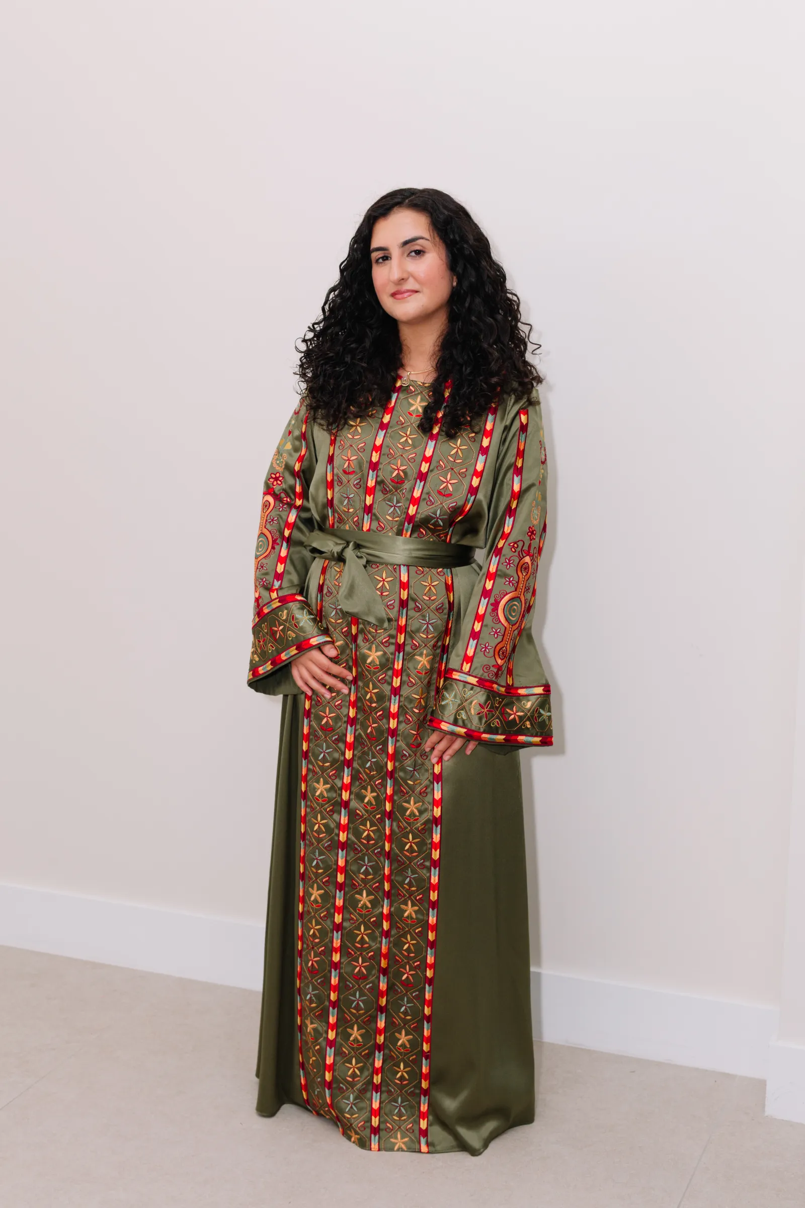 Olive Green Falahi Abaya